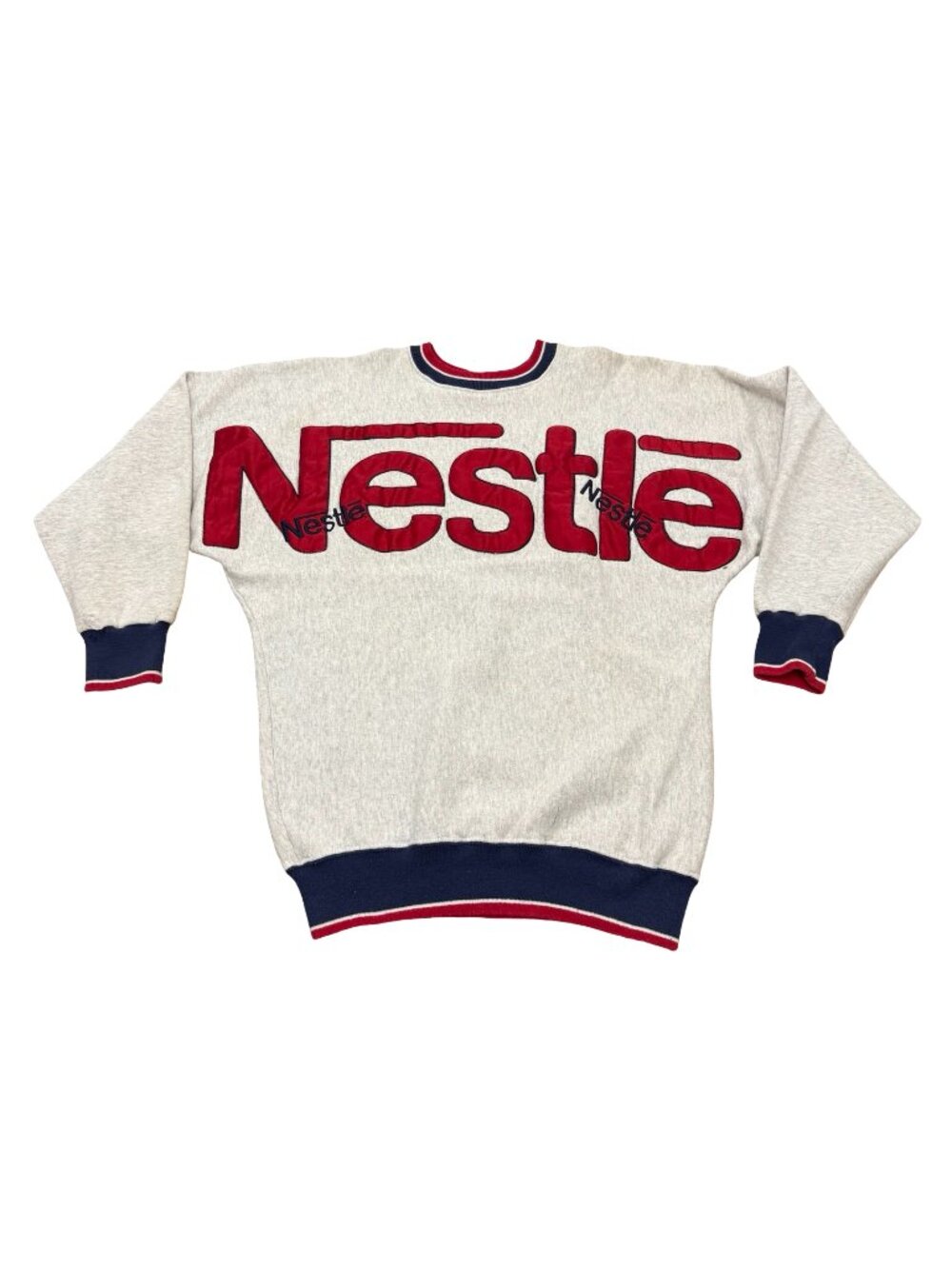 Vintage 1990s Nestlé Logo Crewneck Sweatshirt Gray Made in USA